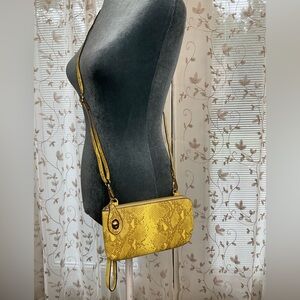 Yellow Snake Print Crossbody/Clutch Bag